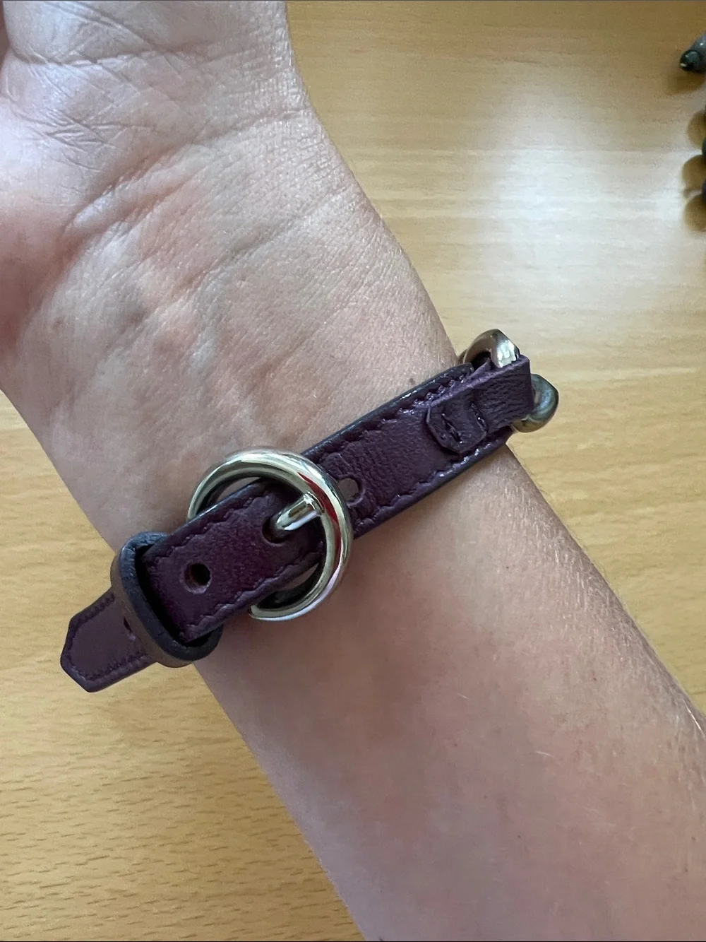 Purple Leather Chain Bracelet with Silver Links from Italy